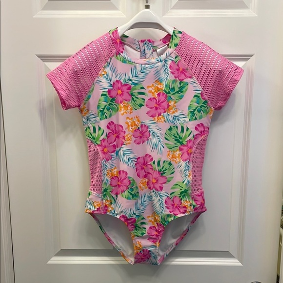 Art Class Pink and Green One Piece Swimwear EC XL 14 - Picture 1 of 15